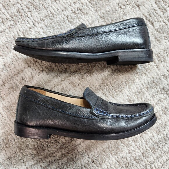 Drivers Club USA leather penny loafers slip on shoes blue size 11 child - Picture 5 of 12